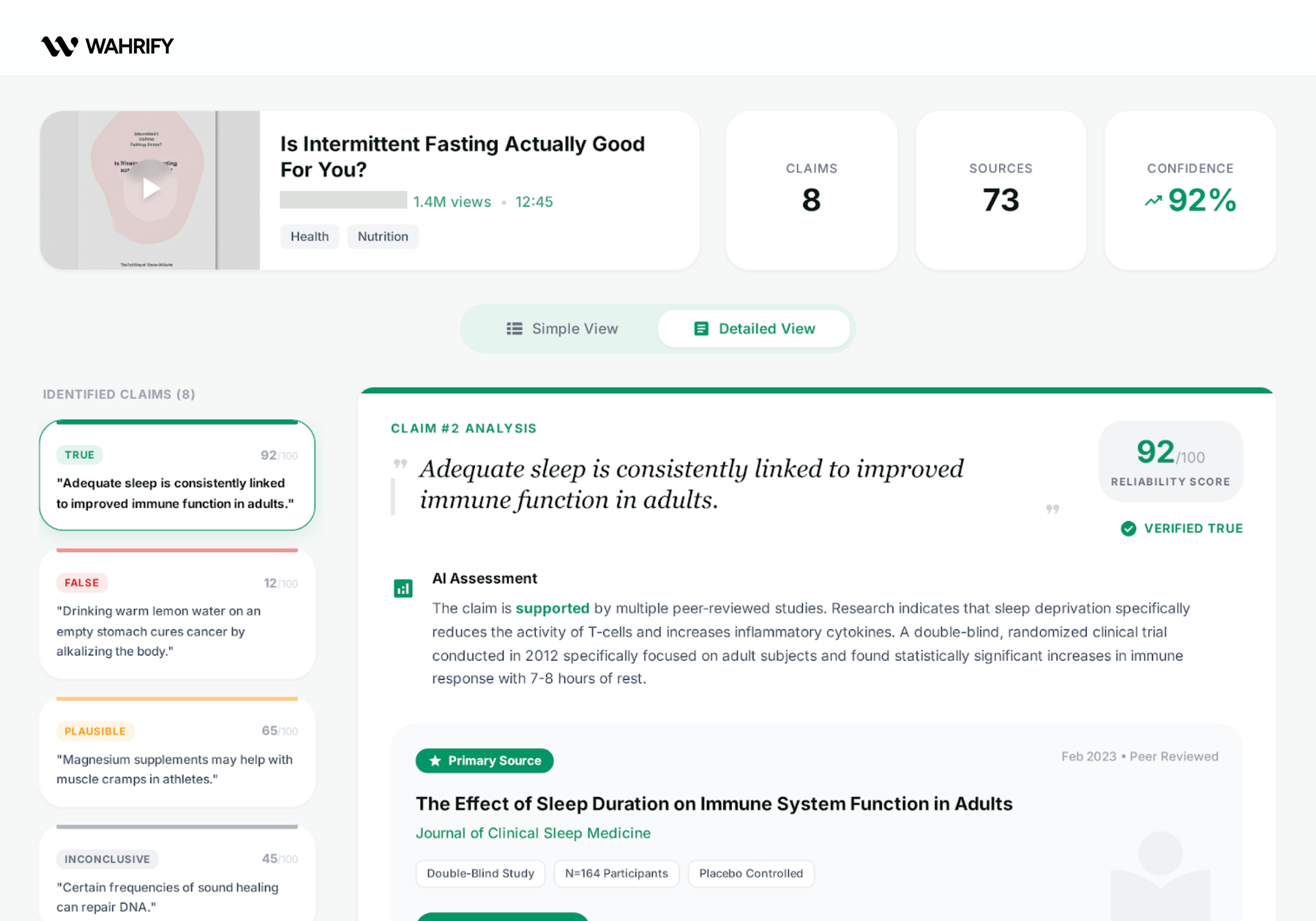 Wahrify Dashboard UI